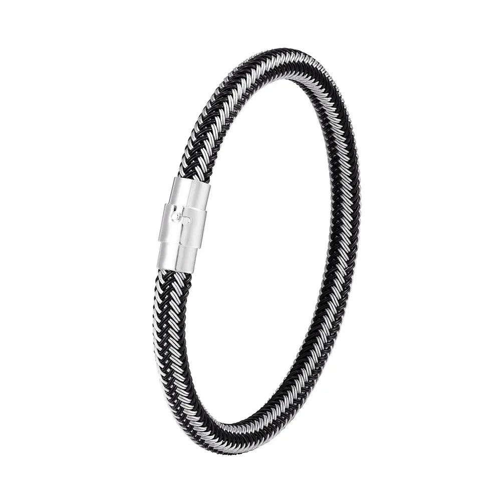 MKENDN Stainless Steel Wire Rope Bracelet – Punk Cuff 19/21/23 cm