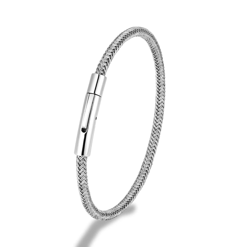 MKENDN Stainless Steel Wire Rope Bracelet – Punk Cuff 19/21/23 cm