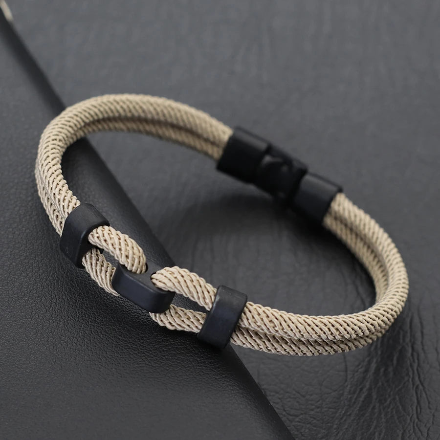Men’s Personalized Rope Bracelet – 4 mm Milan Rope, Zinc Alloy Clasp, 6 Colors