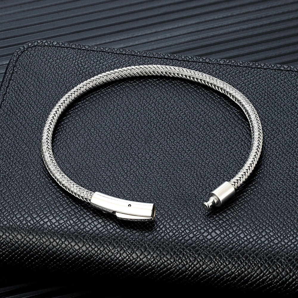 MKENDN Stainless Steel Wire Rope Bracelet – Punk Cuff 19/21/23 cm