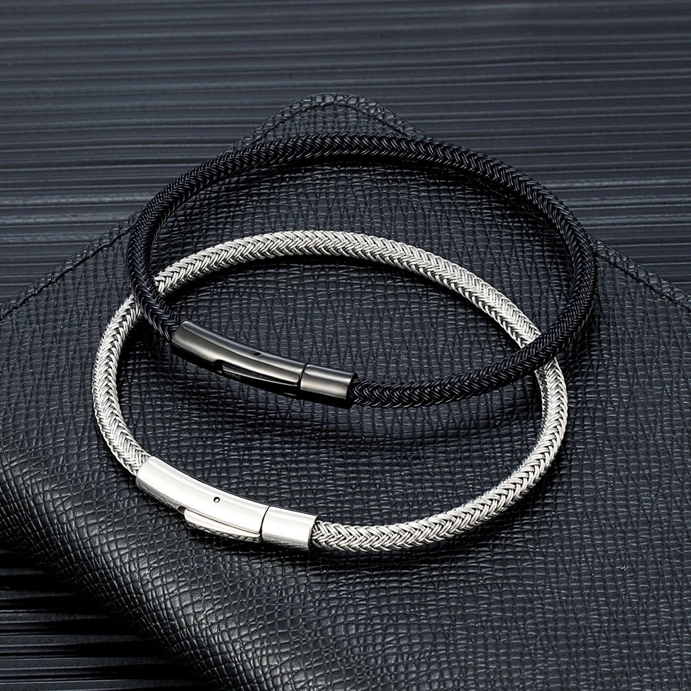 MKENDN Stainless Steel Wire Rope Bracelet – Punk Cuff 19/21/23 cm