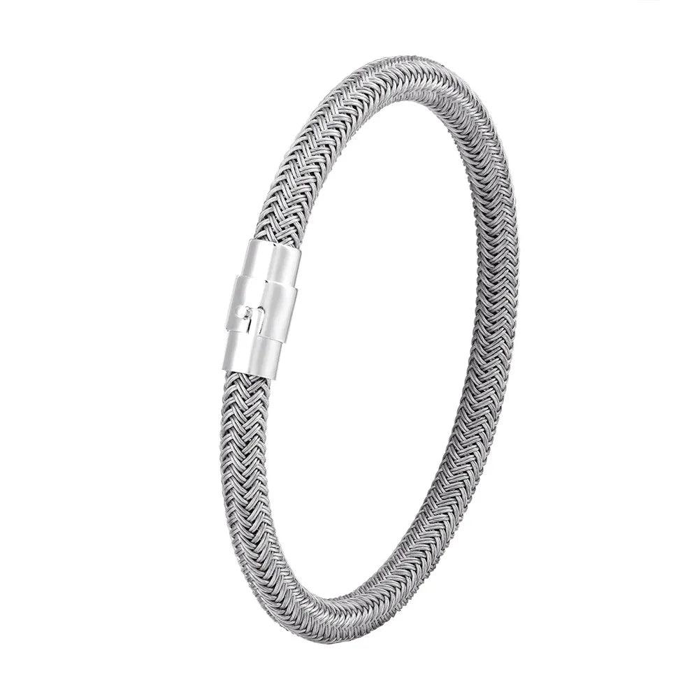 MKENDN Stainless Steel Wire Rope Bracelet – Punk Cuff 19/21/23 cm