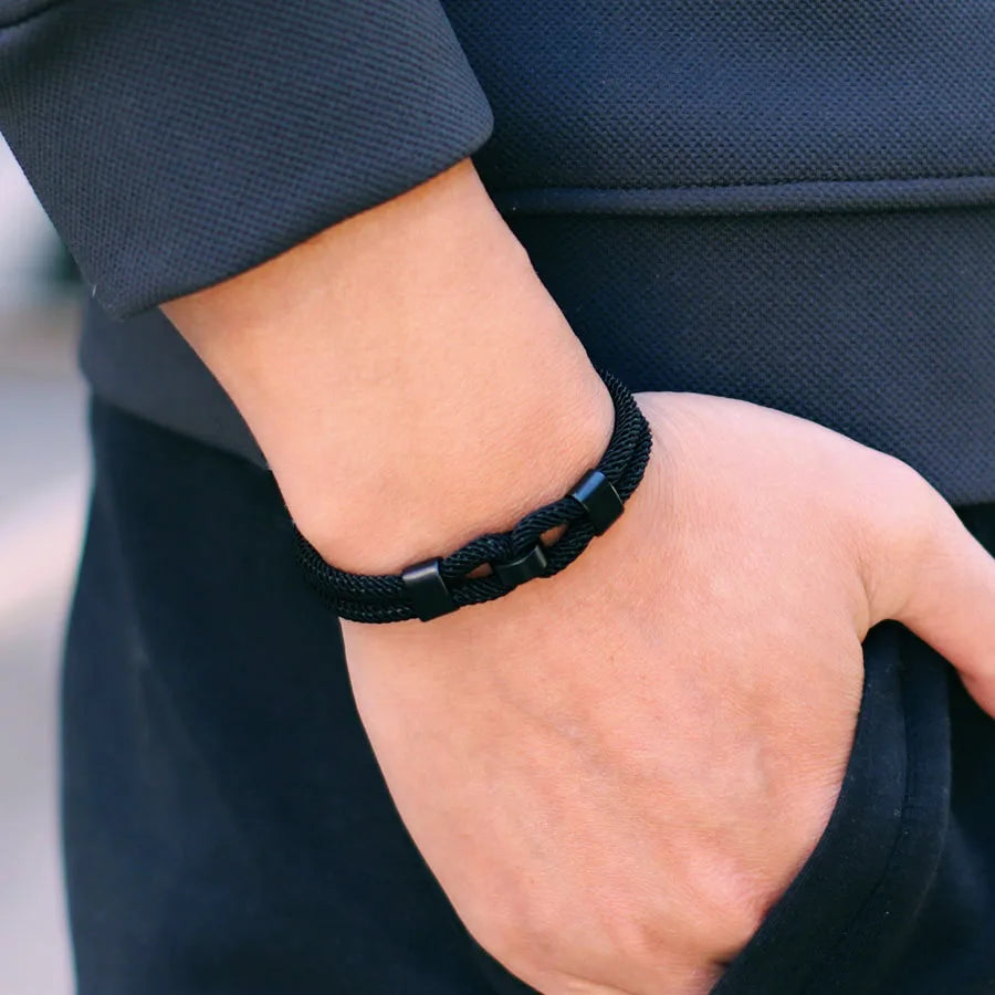 Men’s Personalized Rope Bracelet – 4 mm Milan Rope, Zinc Alloy Clasp, 6 Colors