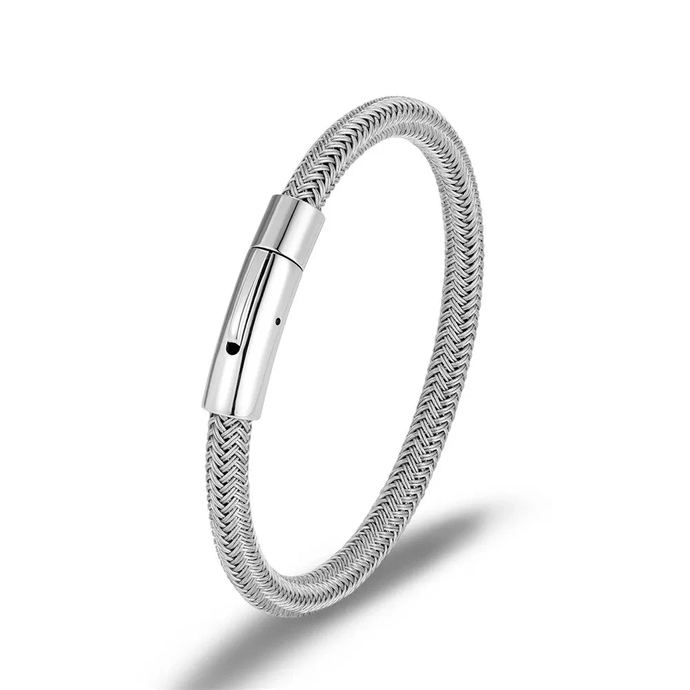 MKENDN Stainless Steel Wire Rope Bracelet – Punk Cuff 19/21/23 cm