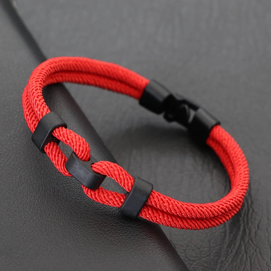 Men’s Personalized Rope Bracelet – 4 mm Milan Rope, Zinc Alloy Clasp, 6 Colors
