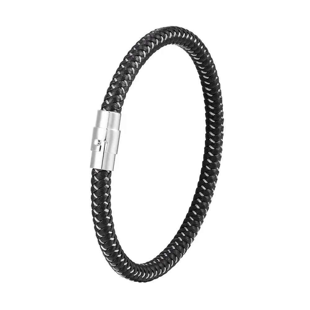 MKENDN Stainless Steel Wire Rope Bracelet – Punk Cuff 19/21/23 cm