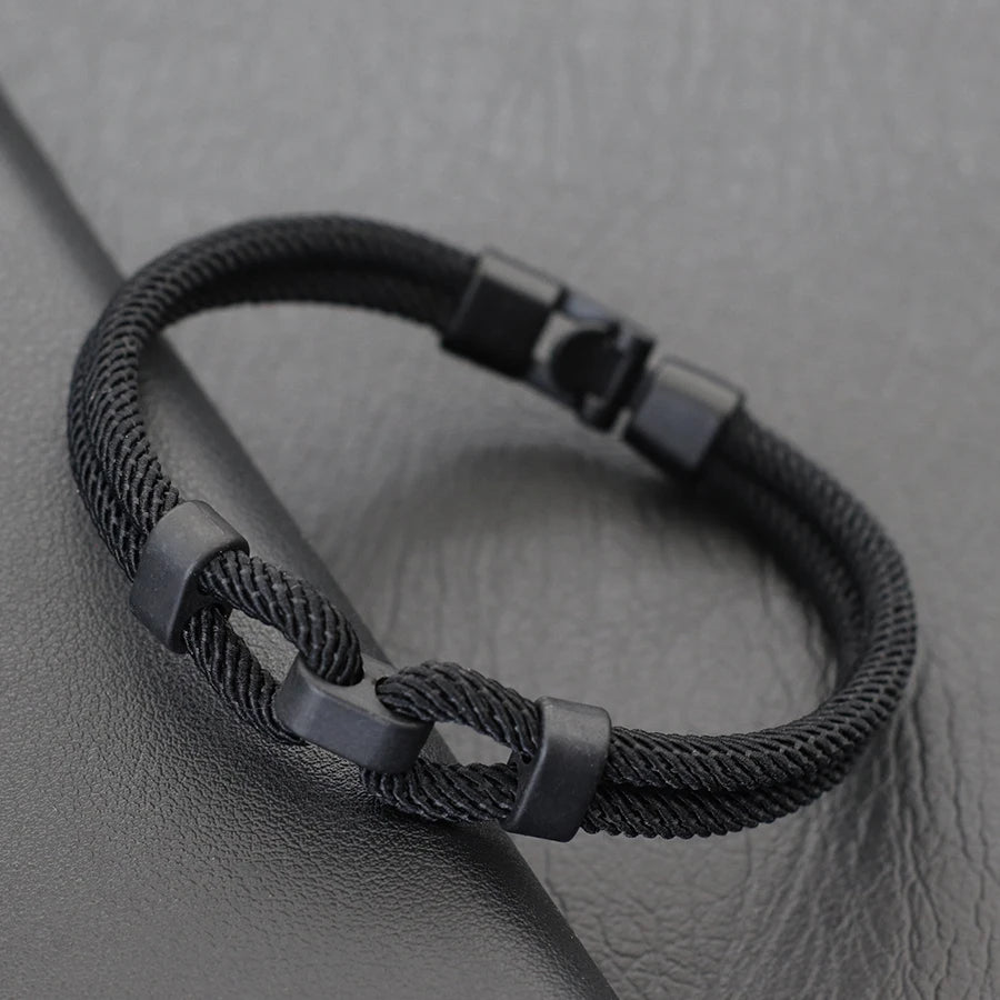 Men’s Personalized Rope Bracelet – 4 mm Milan Rope, Zinc Alloy Clasp, 6 Colors