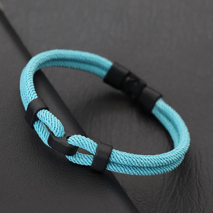 Men’s Personalized Rope Bracelet – 4 mm Milan Rope, Zinc Alloy Clasp, 6 Colors