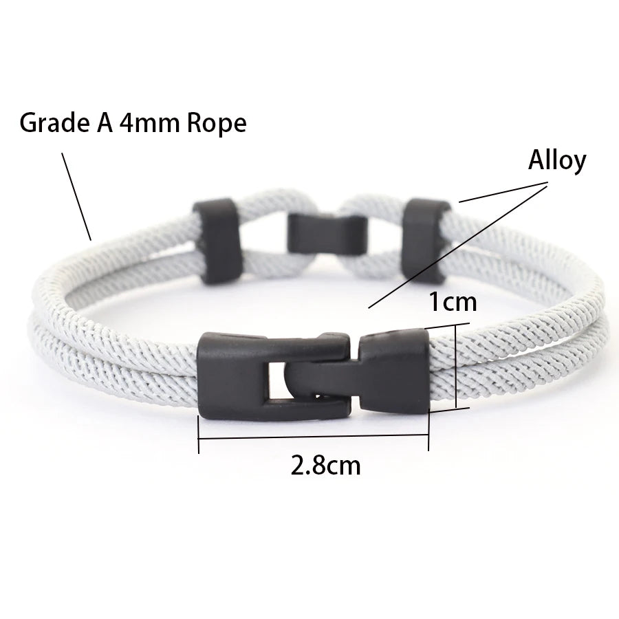 Men’s Personalized Rope Bracelet – 4 mm Milan Rope, Zinc Alloy Clasp, 6 Colors