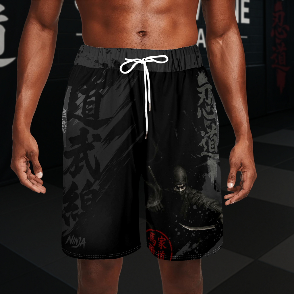 Silent Warrior Male Ninja Combat Shorts – Shadow Line Edition